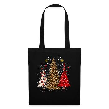 Joyeux Noël Buffalo Plaid Trees / Cheetah Xmas - Sac en tissu - noir - Devant