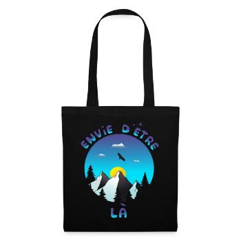 envie d'être là - montagne sapins version 2 - Sac en tissu - noir - Devant