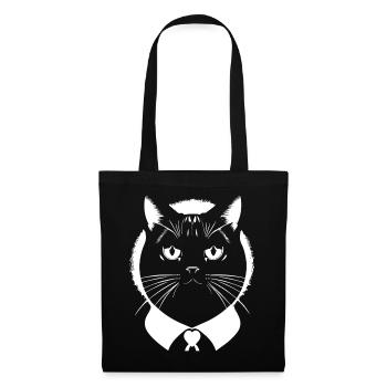 Lustige Katze Silhouette Freche Spaß Katzen - Stoffbeutel - Schwarz - Vorne