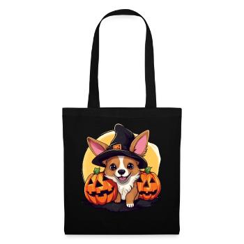 Conception de chiens d’Halloween mignons avec des citrouilles - Sac en tissu - noir - Devant
