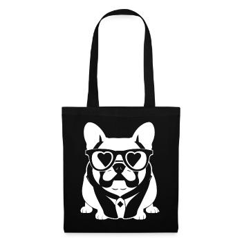 Drôle de bouledogue français avec des lunettes de soleil French Bulld - Sac en tissu - noir - Devant