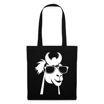 Drôle d’alpaga portant des lunettes de soleil cool alpagas - Sac en tissu - noir - Devant