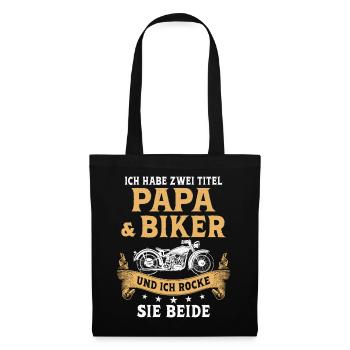 Biker Papa Motorradfahrer Motorrad - Stoffbeutel - Schwarz - Vorne