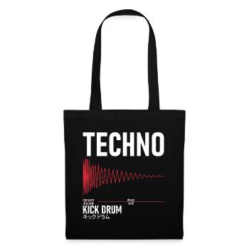 Techno Kick Drum - キックドラム - Stoffbeutel - Schwarz - Vorne
