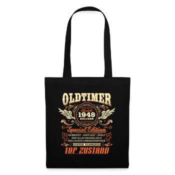 Oldtimer Baujahr 1948 Jahrgang Geburtstag Geschenk - Stoffbeutel - Schwarz - Vorne