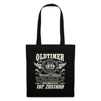 Oldtimer Baujahr 1978 Jahrgang Geburtstag Geschenk - Stoffbeutel - Schwarz - Vorne