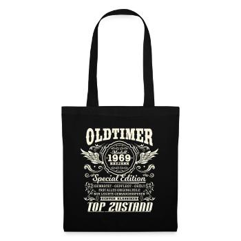 Oldtimer Baujahr 1969 Jahrgang Geburtstag Geschenk - Stoffbeutel - Schwarz - Vorne