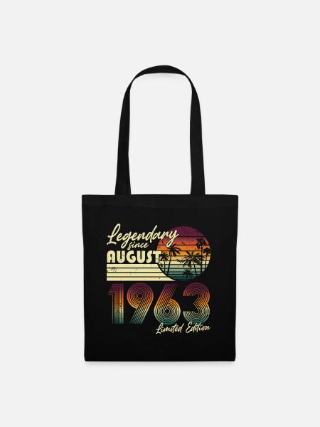 August 1963 Vintage Vintage Birthday Retro - Tote Bag - black