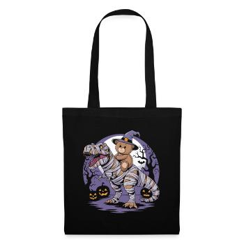 Teddy bear riding a dinosaur on Halloween - Tote Bag - black - Front