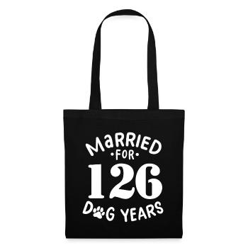 18. Hochzeitstag, verheiratet für 126 Hund - Stoffbeutel - Schwarz - Vorne