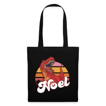 NOEL - Schöner Jungen Name mit T-REX Dino - Stoffbeutel - Schwarz - Vorne