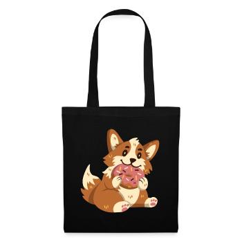 Corgi with donut - Tote Bag - black - Front