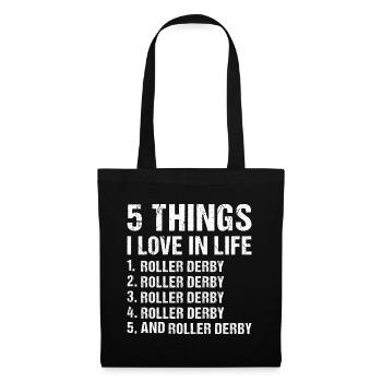 5 choses que j'aime dans la vie Roller Derby - Sac en tissu - noir - Devant