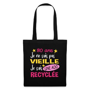 80 ans anniversaire mamie. Fête des Mères humour - Sac en tissu - noir - Devant