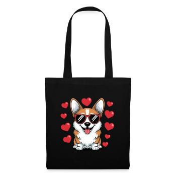 Cool Corgi with Heart – Loving Dog Design - Tote Bag - black - Front
