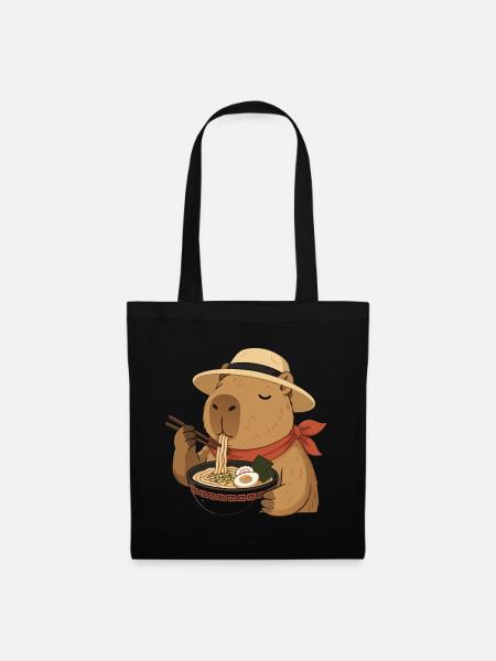 Capybara Ramen: Kawaii japanische Köstlichkeit - Stoffbeutel - Schwarz
