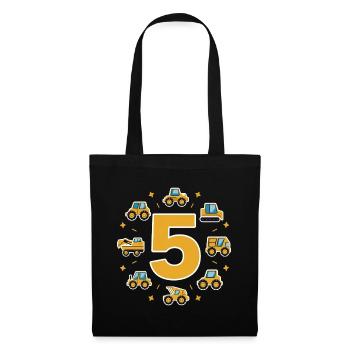 Chantier - 5 ans - 5ème anniversaire - Sac en tissu - noir - Devant