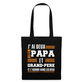 J'ai deux titres papa et papy cadeau fête des père - Sac en tissu - noir - Devant