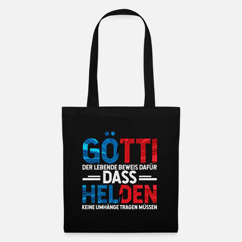 Götti Held Geschenk - Stoffbeutel - Schwarz