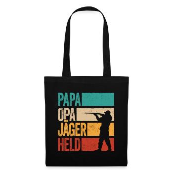 Papa Opa Jäger Held Rotwild Jagd Jagen Lustig - Stoffbeutel - Schwarz - Vorne