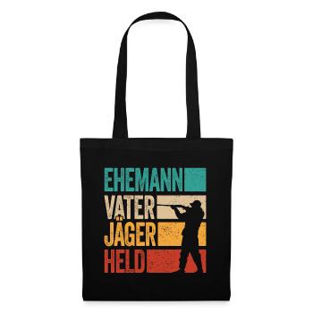 Ehemann Vater Jäger Held Rotwild Jagd Jagen Lustig - Stoffbeutel - Schwarz - Vorne