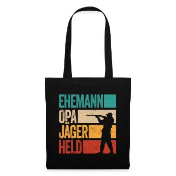 Ehemann Opa Jäger Held Rotwild Jagd Jagen Lustig - Stoffbeutel - Schwarz - Vorne