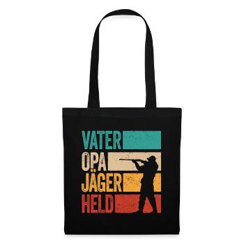 Vater Opa Jäger Held Rotwild Jagd Jagen Lustig - Stoffbeutel - Schwarz - Vorne