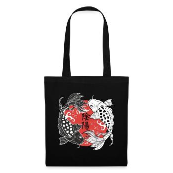 Koi Yin und Yang - Stoffbeutel - Schwarz - Vorne