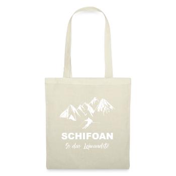 skifahren schifoan is das Leiwandste - Stoffbeutel - Natur - Vorne