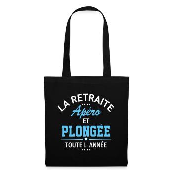 Tee shirt retraite apéro et plongée humour cadeau - Sac en tissu - noir - Devant
