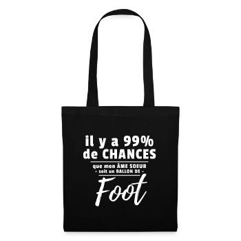 Ballon de foot - Humour football Âme soeur - Sac en tissu - noir - Devant
