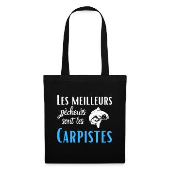 Pêcheur de carpe, cadeau humour, homme pêche. - Sac en tissu - noir - Devant
