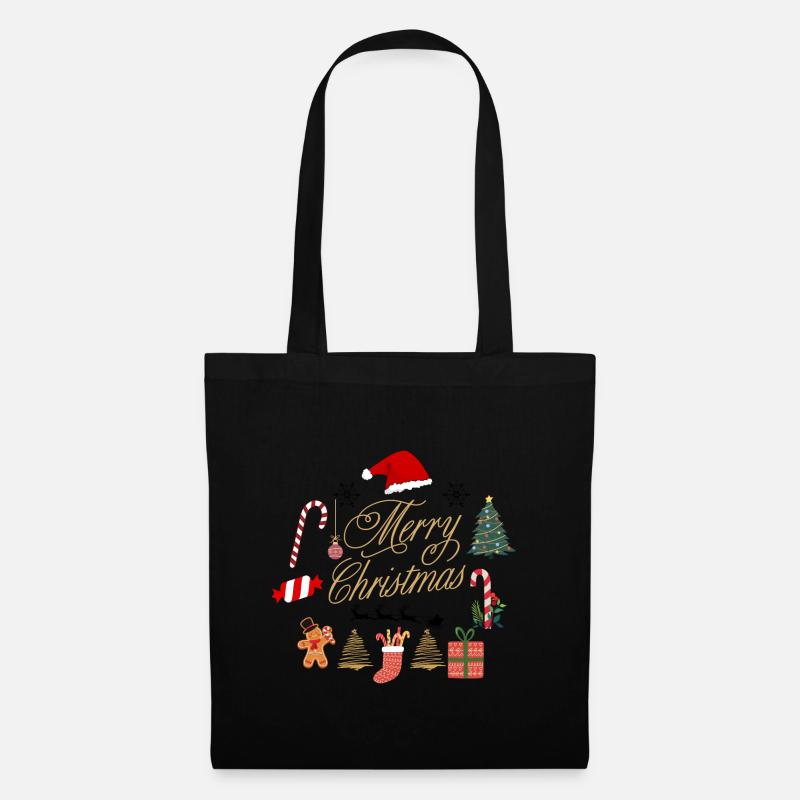 Frohe Weihnachten / Joyeux Noël - Stoffbeutel - Schwarz
