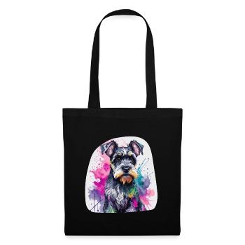 Colorful Cute Miniature Schnauzer Dog in Watercolors - Tote Bag - black - Front