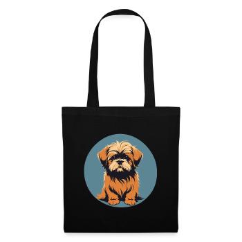 Lhasa apso Hundeporträt Bild - Stoffbeutel - Schwarz - Vorne