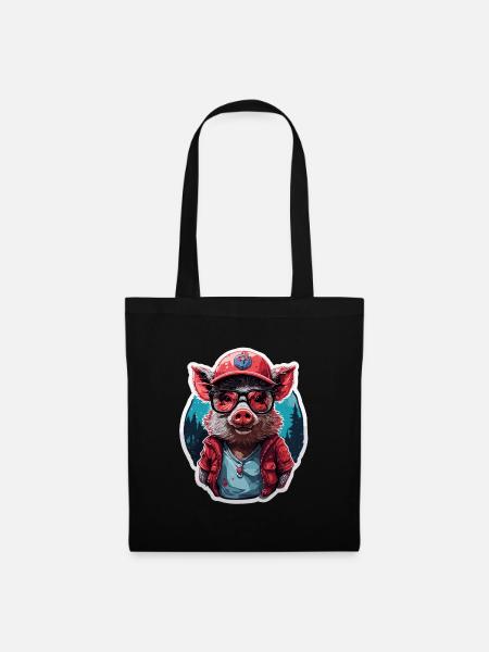 Wild Boar Cool Cute Baseball Cap and Sunglasses - Tote Bag - black
