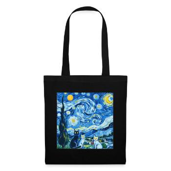 Cats Version Painting Van Gogh Starry Night - Tote Bag - black - Front