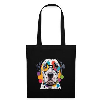 Chien Dalmatien Lunettes Colorées Cool - Sac en tissu - noir - Devant