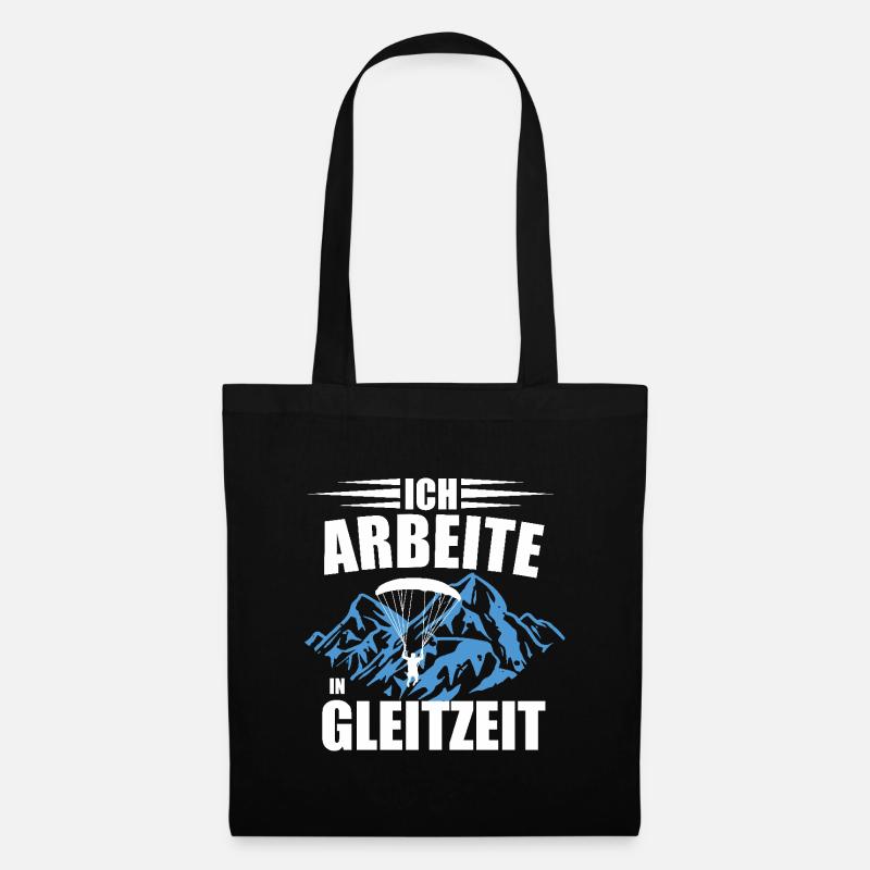 Ich arbeite in Gleitzeit _ Gleitschirmfliegen - Stoffbeutel - Schwarz