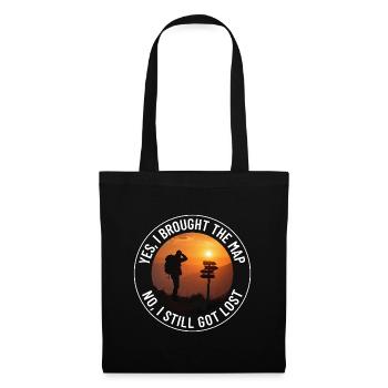 Cartographie en plein air Randonneur Panneau indicateur Coucher de soleil Aventure - Sac en tissu - noir - Devant
