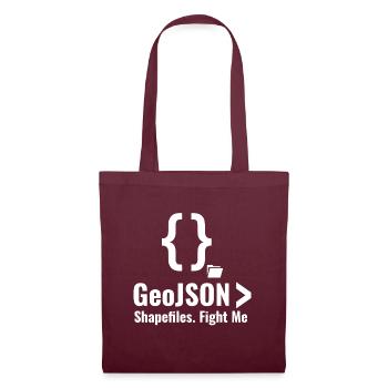 GeoJSON Shapefiles GIS Data Format Debate - Tote Bag - burgundy - Front