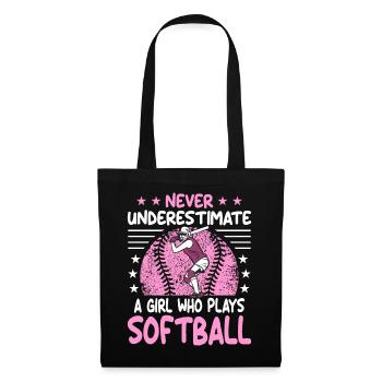 Never Underestimate a girl who plays Softball - Tote Bag - black - Front