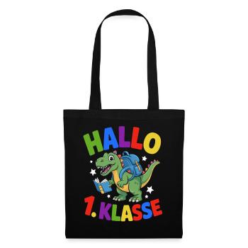 Hallo 1. Klasse - Einschulung - Stoffbeutel - Schwarz - Vorne
