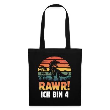 Rawr ! J’ai 4 ans - Sac en tissu - noir - Devant