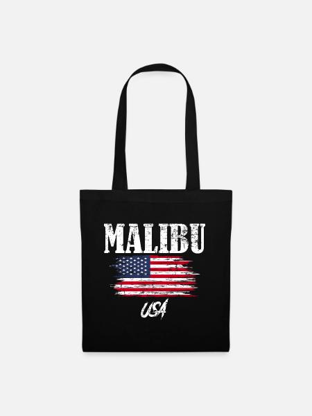 USA Fahne Malibu Urlaub Sommer Geschenk - Stoffbeutel - Schwarz