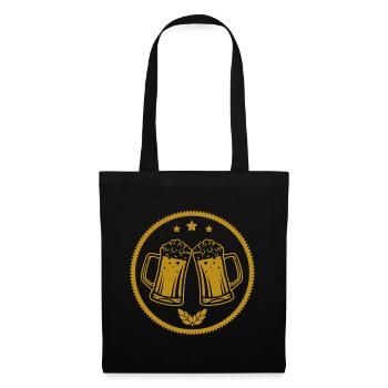 Bière - Bière / Mug à bière - Bouteille de bière Baril de bière - Sac en tissu - noir - Devant