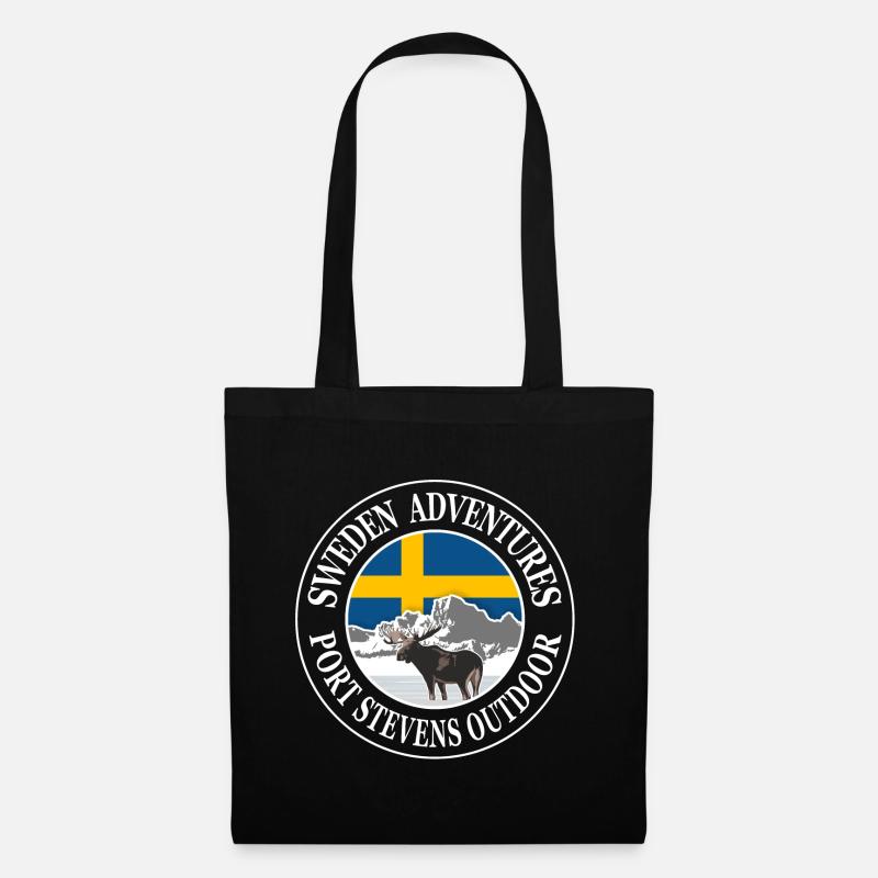 Sweden Adventures - Swedish flag & moose - Stoffbeutel - Schwarz