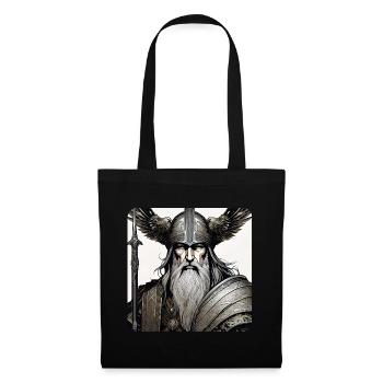 Stolzer Wikinger Odin mit Raben Helm - Stoffbeutel - Schwarz - Vorne