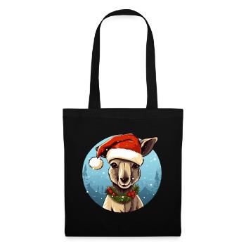 Kängurus Weihnachten - Stoffbeutel - Schwarz - Vorne