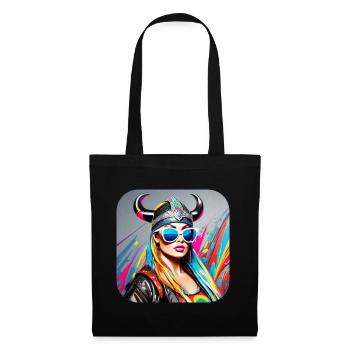 Moderne Stolze Wikingerin mit Sonnenbrille - Stoffbeutel - Schwarz - Vorne